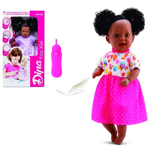 BONECA DINA FAZ XIXI NEGRA