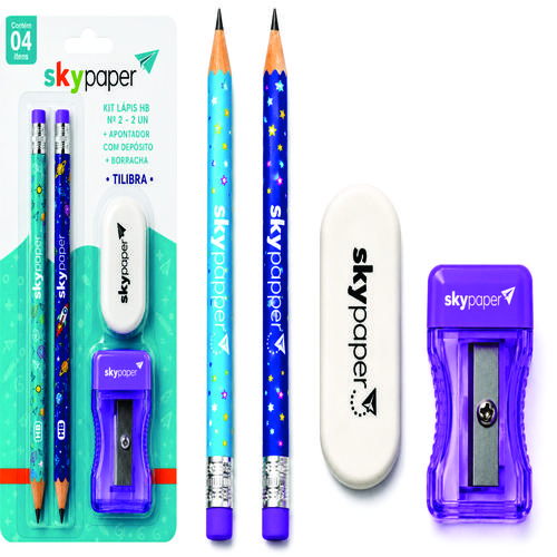 KIT LAPIS GRAFITE HB RESINA C/ 4 PECAS S