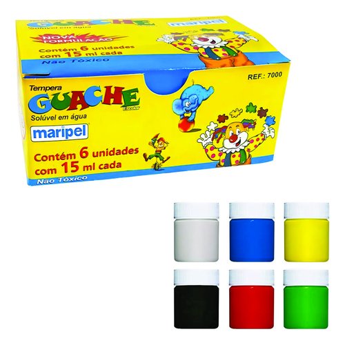 TINTA GUACHE MARIPEL 6 CORES