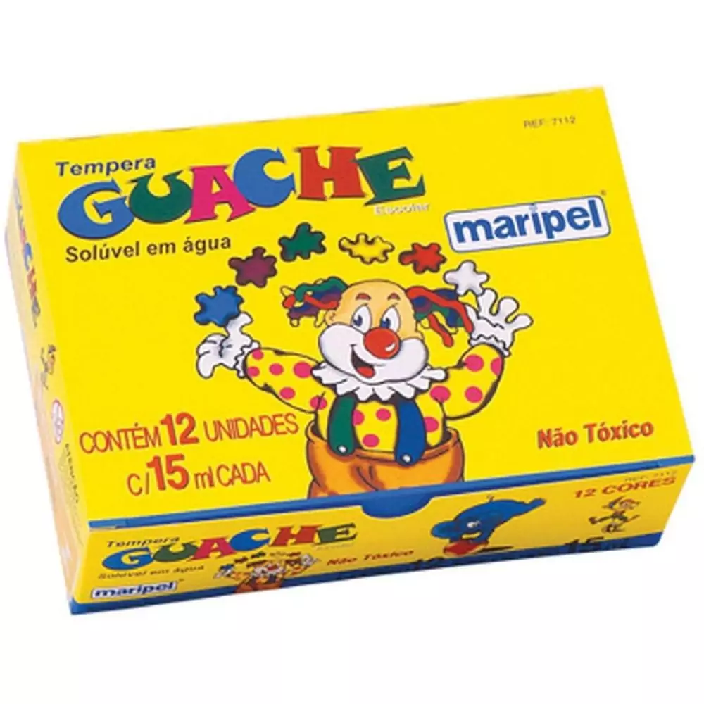 TINTA GUACHE 12 CORES MARIPEL