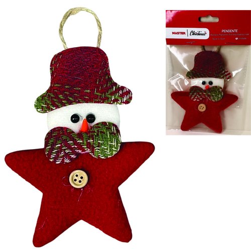 PENDENTE BONECO NATALINO ESTRELA XADREZ 