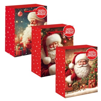 SACOLA DE PAPEL PAPAI NOEL 18CM X 10CM X