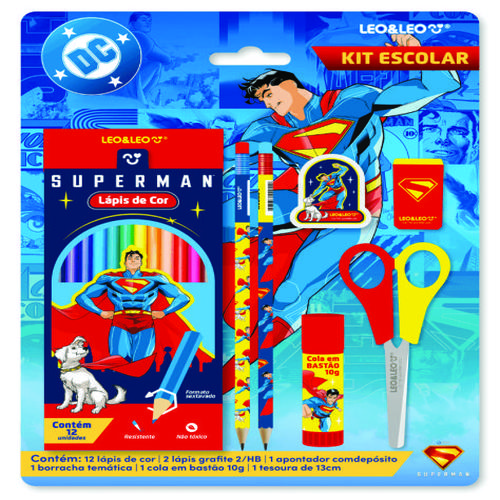 KIT LAPIS DE COR 12 CORES SUPERMAN - CAI