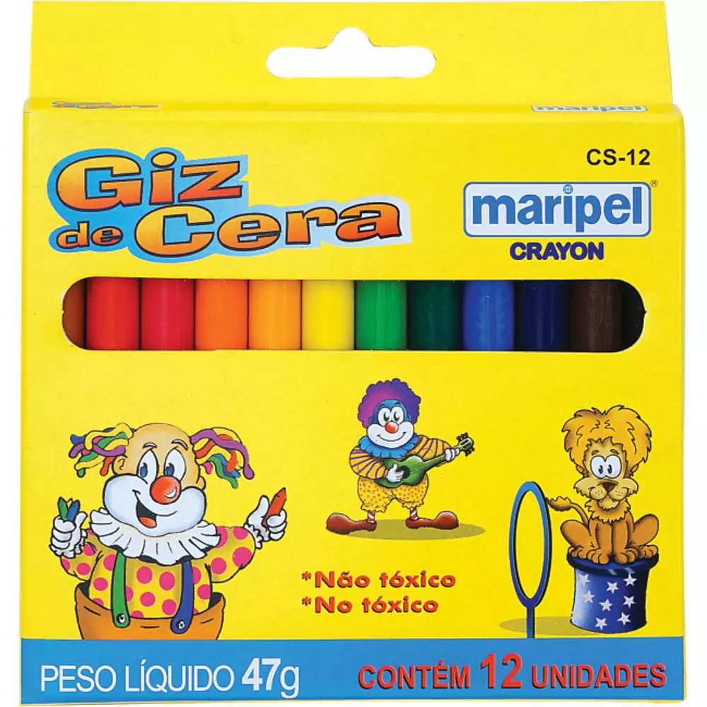 GIZ DE CERA 12 CORES SORTIDAS C/12 MARIP