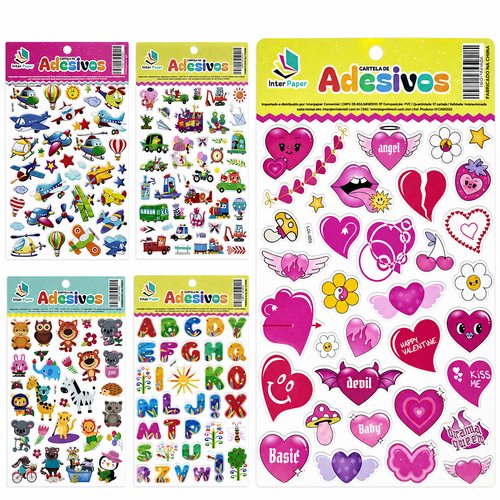 CARTELA DE ADESIVOS DE PLASTICO PVC CX.3