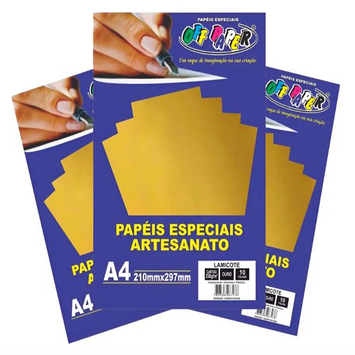 PAPEL LAMICOTE OURO A4 250G 10 FLS