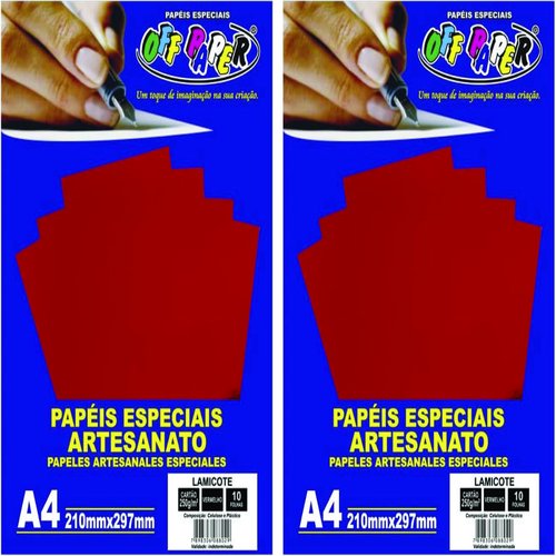 PAPEL LAMICOTE VERMELHO A4 250G 10 FLS
